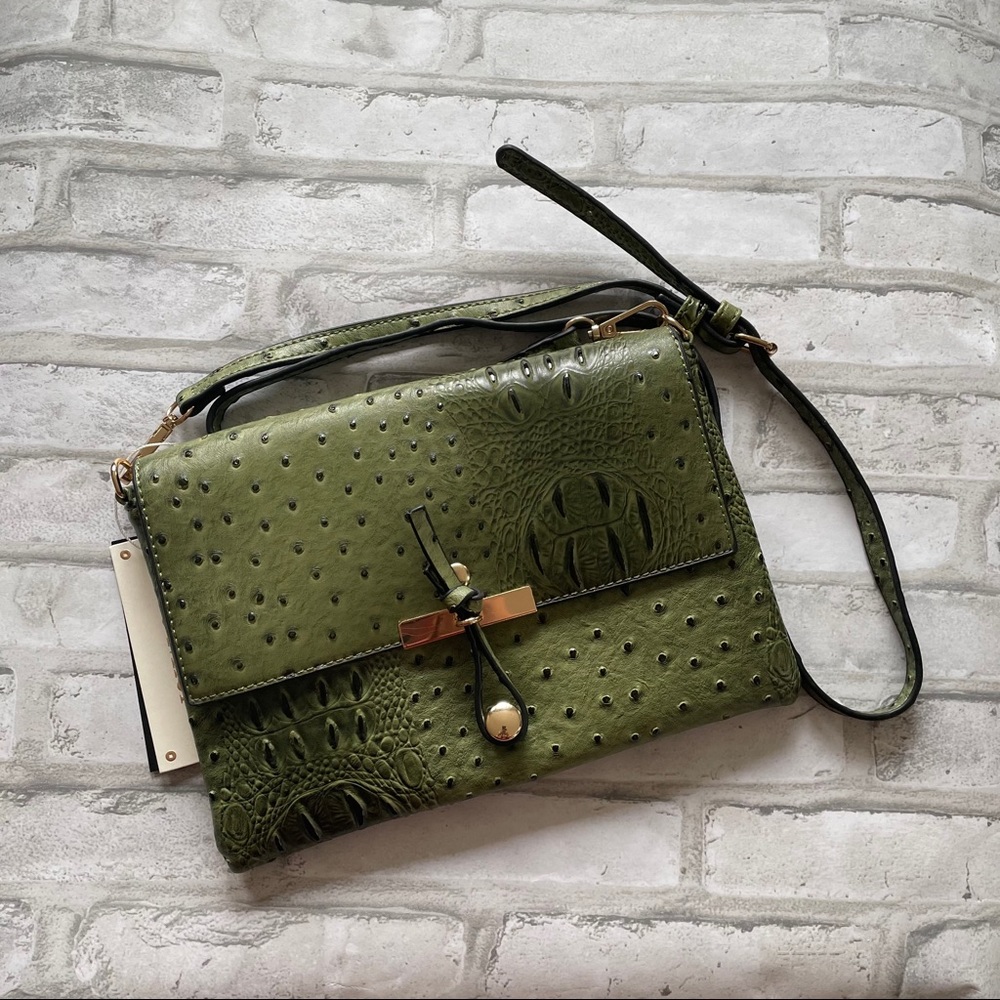 NWT Le Miel Ostrich Vegan Leather Crossbody